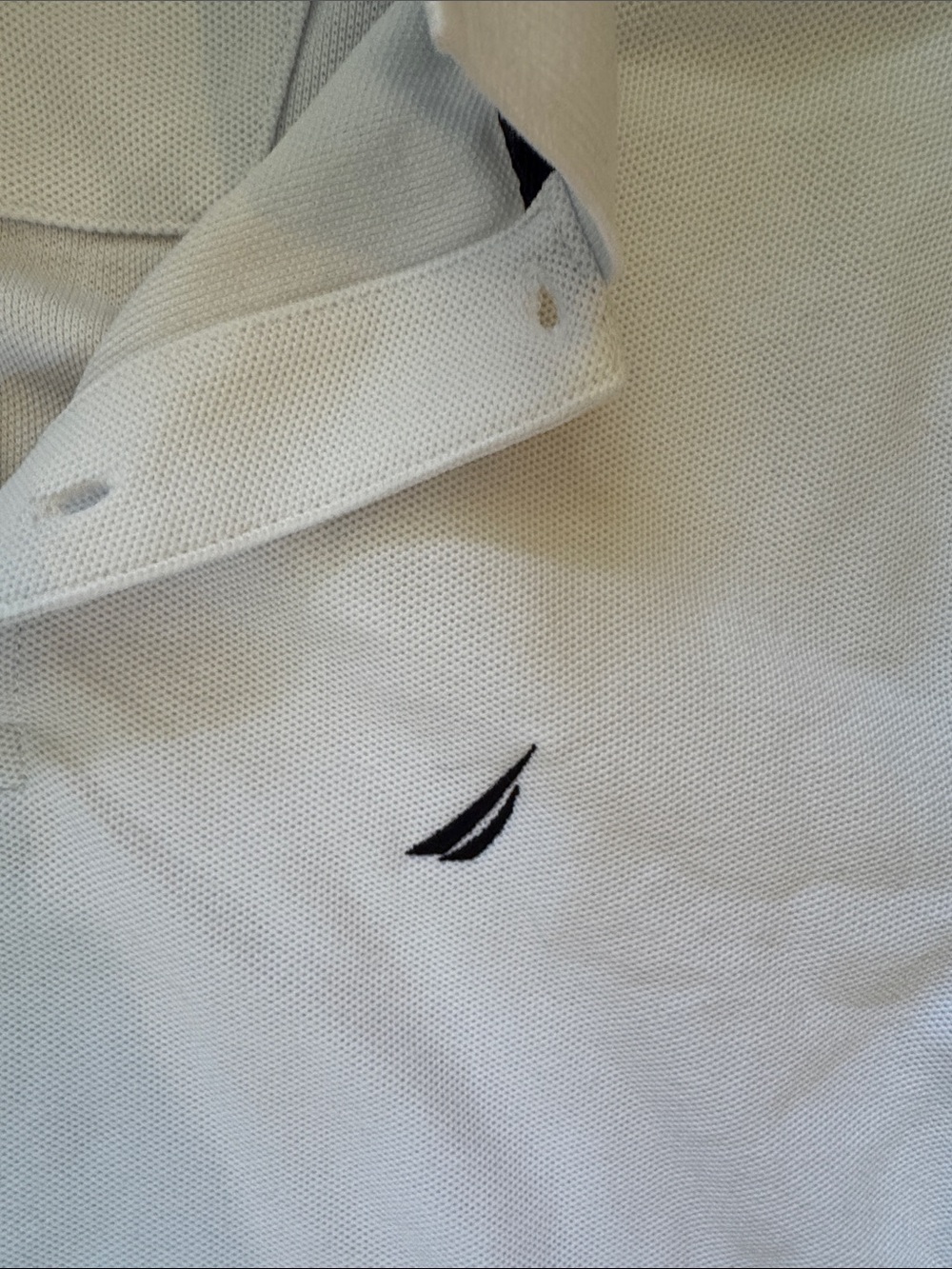 Nautica White Polo with Navy Sail Logo, size medium. - Picture 3 of 4